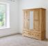 Francis Solid Oak Triple Wardrobe with 2 Drawers